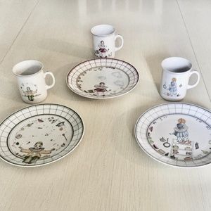 German Hand Painted Clown Dishes for Saks 5th Ave